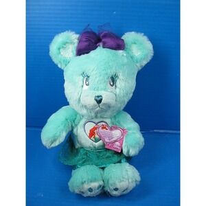 Disney Green Princess Ariel Teddy Bear Plush 15" w/Tag Purple Bow